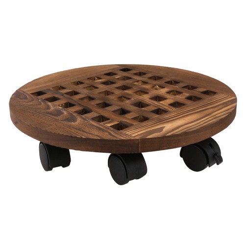 Brown wooden round flower pots - wooden,