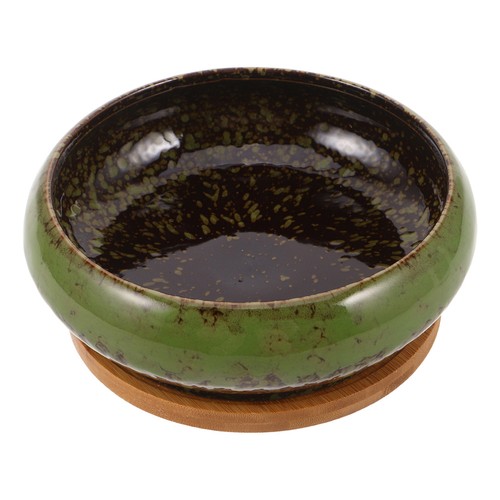 Round green ceramic - round, bonsai